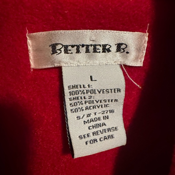 Better B Red Sequin Sleeve & Wool Bomber Jacket Size Large - Picture 3 of 10